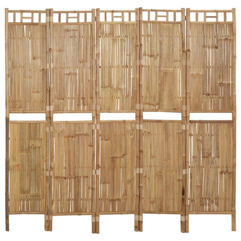 Biombo/divisória com 5 painéis 200x180 cm bambu-Biombos-Home Retail