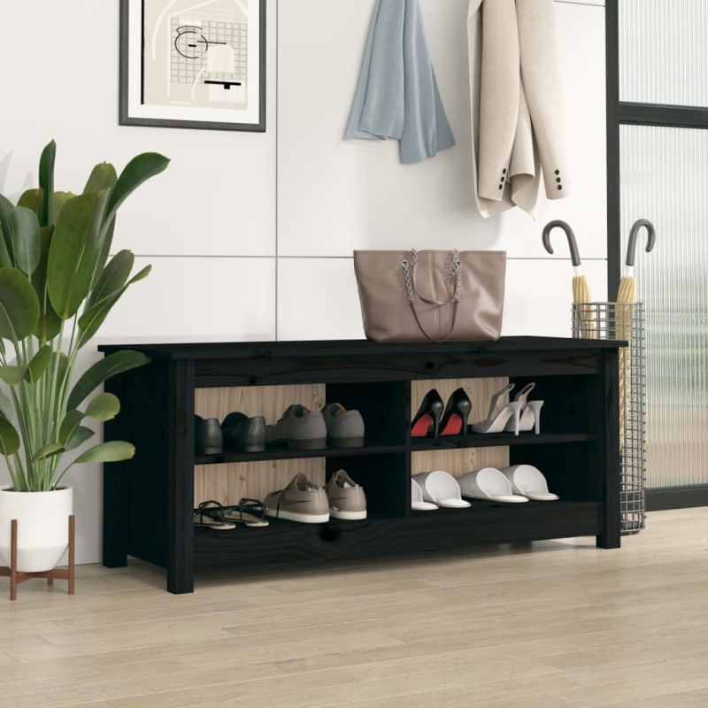 Banco sapateira 110x38x45,5 cm pinho maciço preto-Sapateiras e organizadores-Home Retail