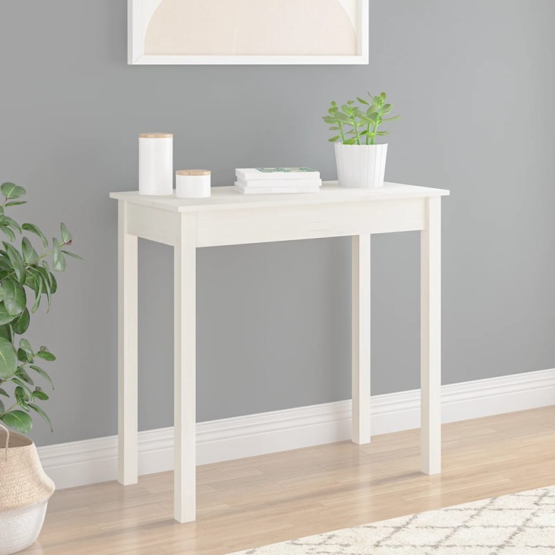 Mesa consola 80x40x75 cm madeira de pinho maciça branco-Mesas de apoio-Home Retail