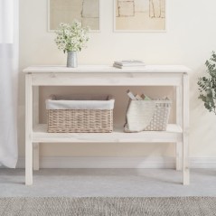 Mesa consola 110x40x75 cm pinho maciço branco