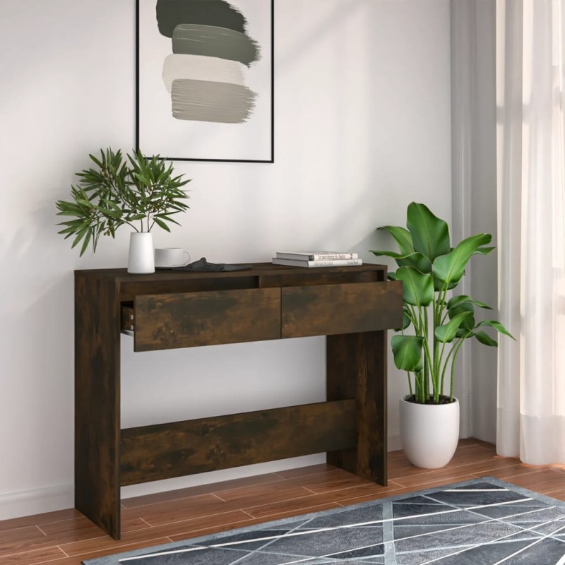 Mesa consola 100x35x76,5cm derivados de madeira carvalho fumado-Mesas de apoio-Home Retail