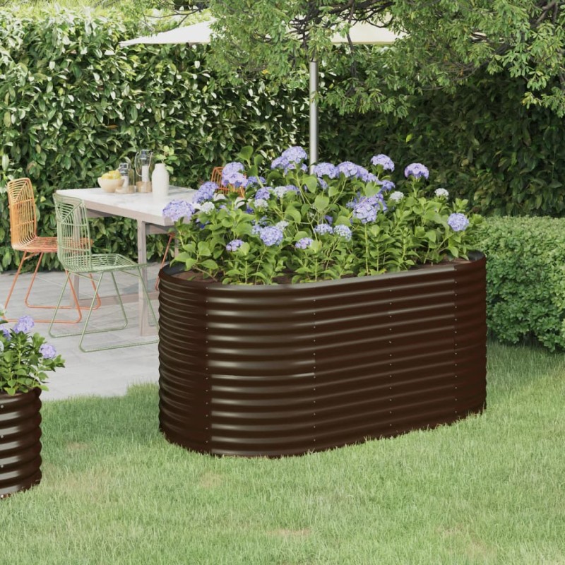 Canteiro elevado jardim 152x80x68cm aço revestido a pó castanho-Vasos e floreiras-Home Retail