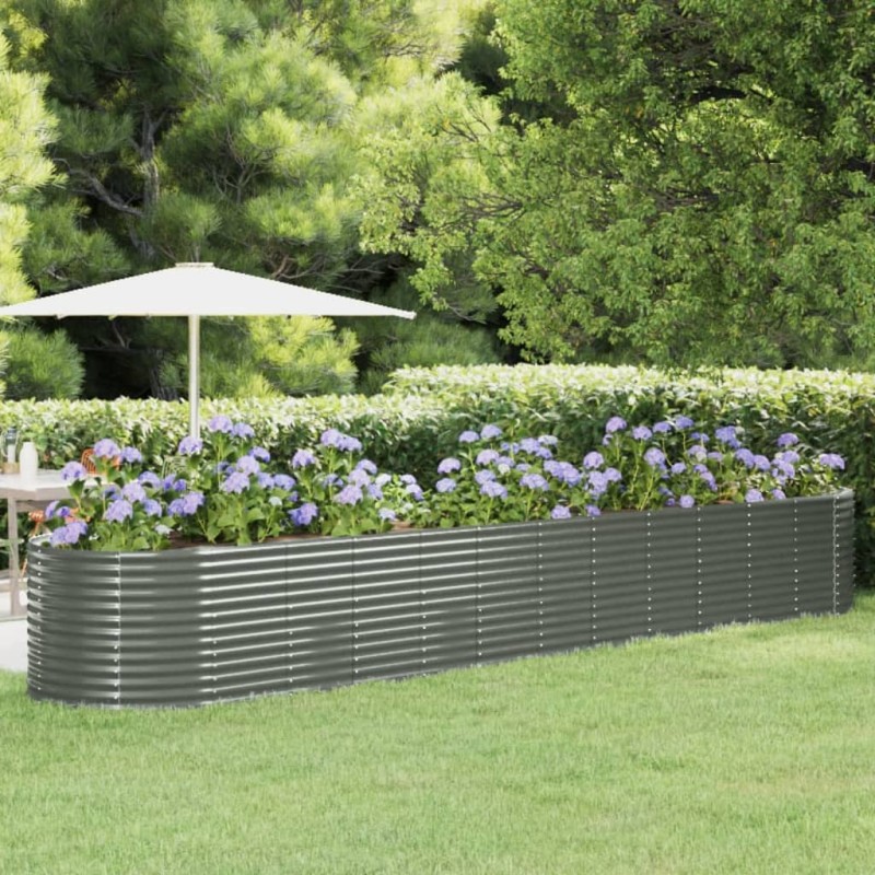 Canteiro elevado jardim 507x100x68 aço revestido a pó cinzento-Vasos e floreiras-Home Retail