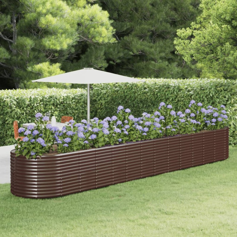 Canteiro elevado jardim 554x100x68 aço revestido a pó castanho-Vasos e floreiras-Home Retail