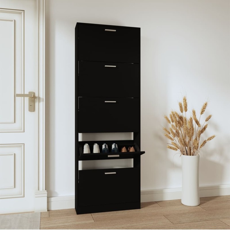 Sapateira 59x17x169 cm derivados de madeira preto-Sapateiras e organizadores-Home Retail