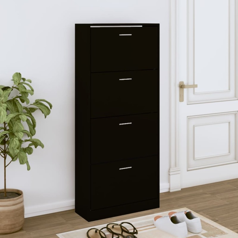 Sapateira 63x24x147 cm derivados de madeira preto-Sapateiras e organizadores-Home Retail