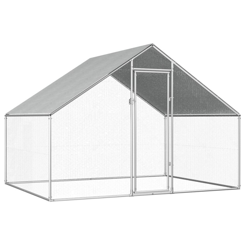 Galinheiro exterior em aço galvanizado 2,75x2x1,92 m-Casotas e gaiolas para animais pequenos-Home Retail