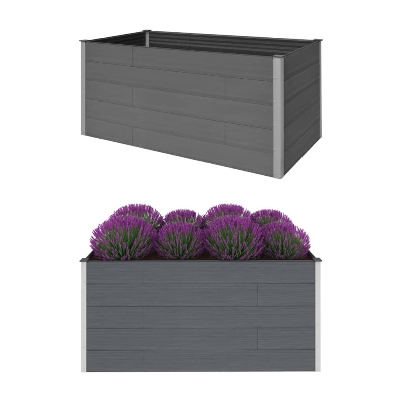 Canteiro elevado de jardim 200x100x91 cm WPC cinzento-Vasos e floreiras-Home Retail