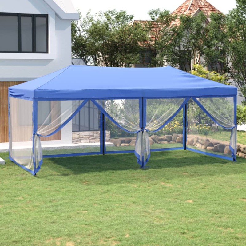 Tenda para festas dobrável com paredes laterais 3x6 m azul-Toldos e gazebos-Home Retail