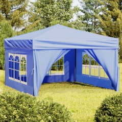 Tenda para festas dobrável com paredes laterais 3x3 m azul