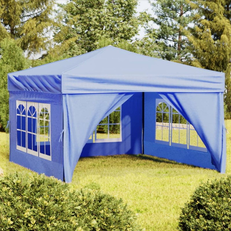 Tenda para festas dobrável com paredes laterais 3x3 m azul-Toldos e gazebos-Home Retail