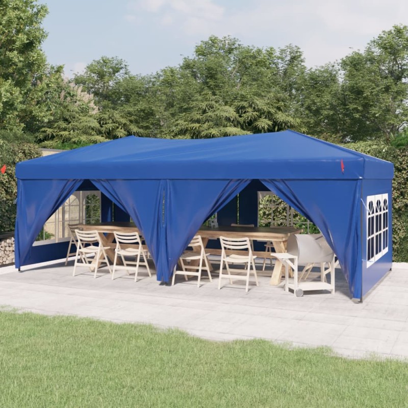 Tenda para festas dobrável com paredes laterais 3x6 m azul-Toldos e gazebos-Home Retail