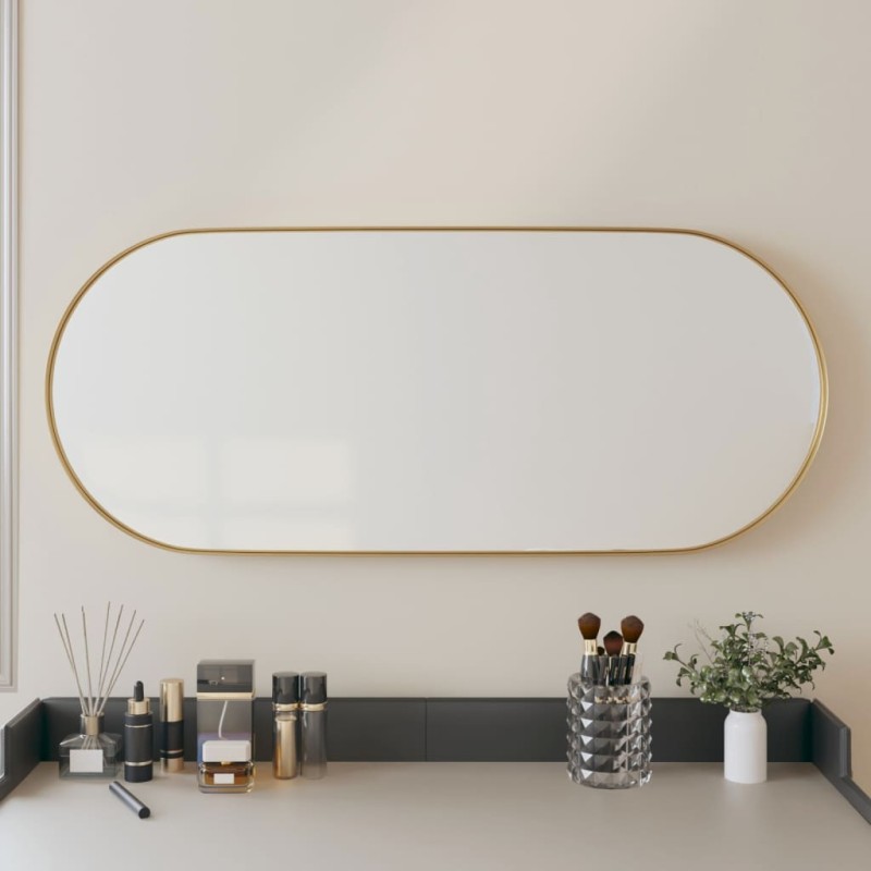 Espelho de parede 25x60 cm oval dourado-Espelhos-Home Retail