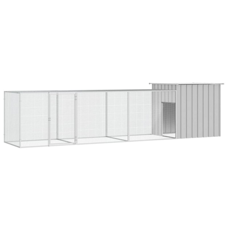 Galinheiro 400x91x100 cm aço galvanizado cinzento-Casotas e gaiolas para animais pequenos-Home Retail