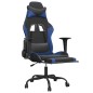 Cadeira gaming massagens c/ apoio pés couro artif. preto/azul