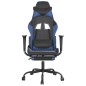 Cadeira gaming massagens c/ apoio pés couro artif. preto/azul