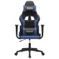 Cadeira gaming de massagens couro artificial preto e azul