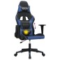 Cadeira gaming de massagens couro artificial preto e azul