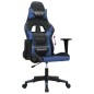 Cadeira gaming de massagens couro artificial preto e azul