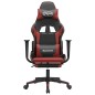 Cadeira gaming massagem + apoio couro art. preto/vermelho tinto