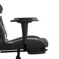 Cadeira gaming massagens c/ apoio pés couro artif. preto/branco