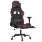 Cadeira gaming massagem + apoio couro art. preto/vermelho tinto