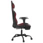 Cadeira gaming massagem + apoio couro art. preto/vermelho tinto