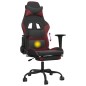 Cadeira gaming massagem + apoio couro art. preto/vermelho tinto