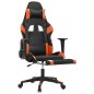 Cadeira gaming massagem c/ apoio pés couro artif. preto/laranja