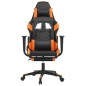 Cadeira gaming massagem c/ apoio pés couro artif. preto/laranja