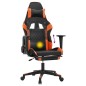 Cadeira gaming massagem c/ apoio pés couro artif. preto/laranja