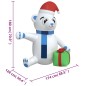 Urso de Natal insuflável com luzes LED 180 cm