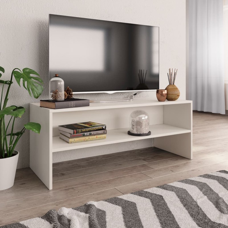 Móvel de TV 100x40x40 cm derivados de madeira branco-Móveis de TV-Home Retail