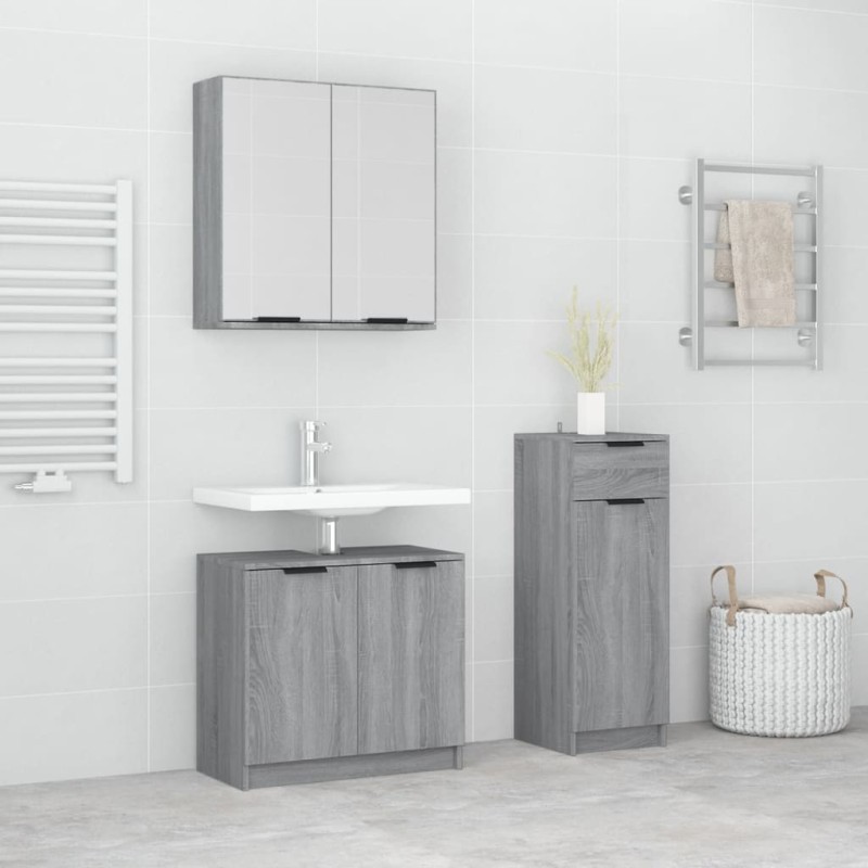 3 pcs conjunto móveis WC derivados de madeira cinzento sonoma-Conjuntos de móveis para casa de banho-Home Retail