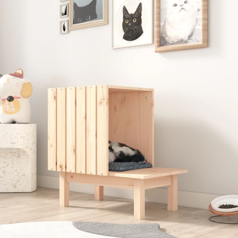 Ninho para gatos 60x36x60 cm pinho maciço-Móveis para gatos-Home Retail