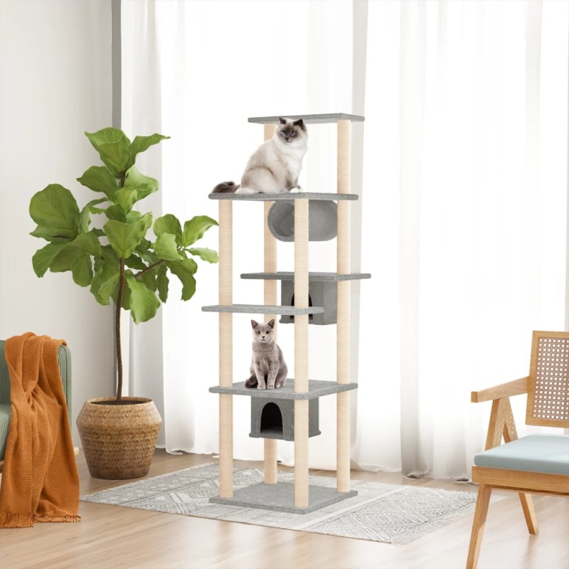 Árvore p/ gatos c/ postes arranhadores sisal 169 cm cinza-claro-Móveis para gatos-Home Retail