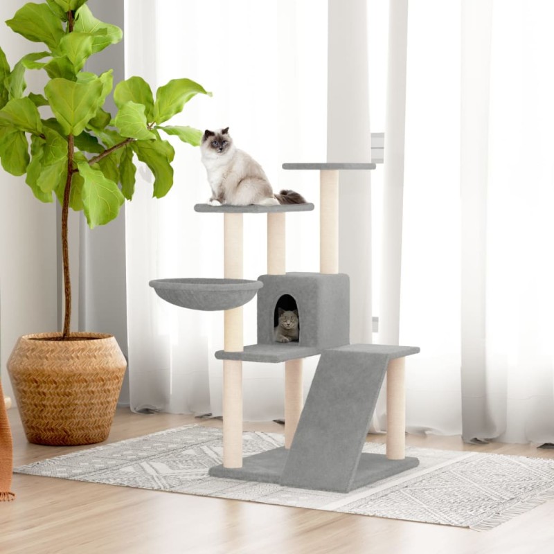 Árvore p/ gatos c/ postes arranhadores sisal 94 cm cinza-claro-Móveis para gatos-Home Retail