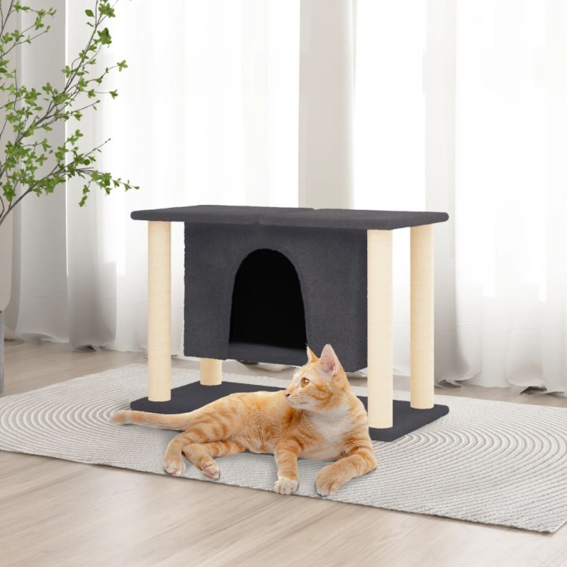 Árvore p/ gatos c/ postes arranhadores sisal 50 cm cinza-escuro-Móveis para gatos-Home Retail