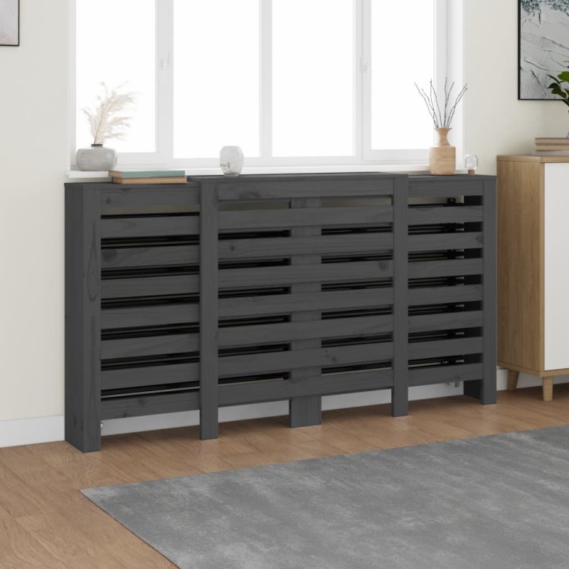 Cobertura de radiador 210x21x85 cm pinho maciço cinza-Acessórios para aquecedores-Home Retail