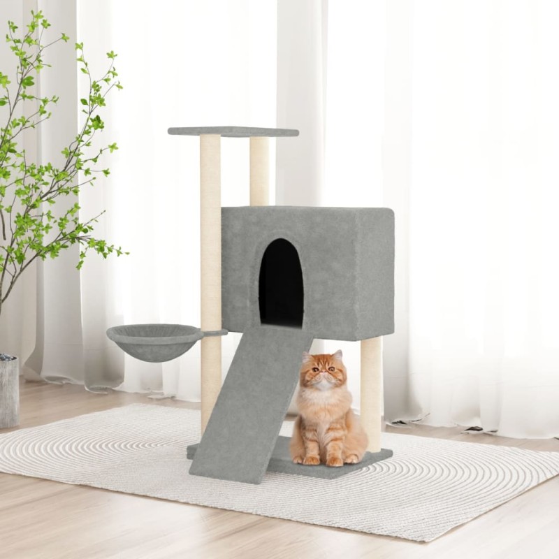 Árvore p/ gatos c/ postes arranhadores sisal 96 cm cinza-claro-Móveis para gatos-Home Retail