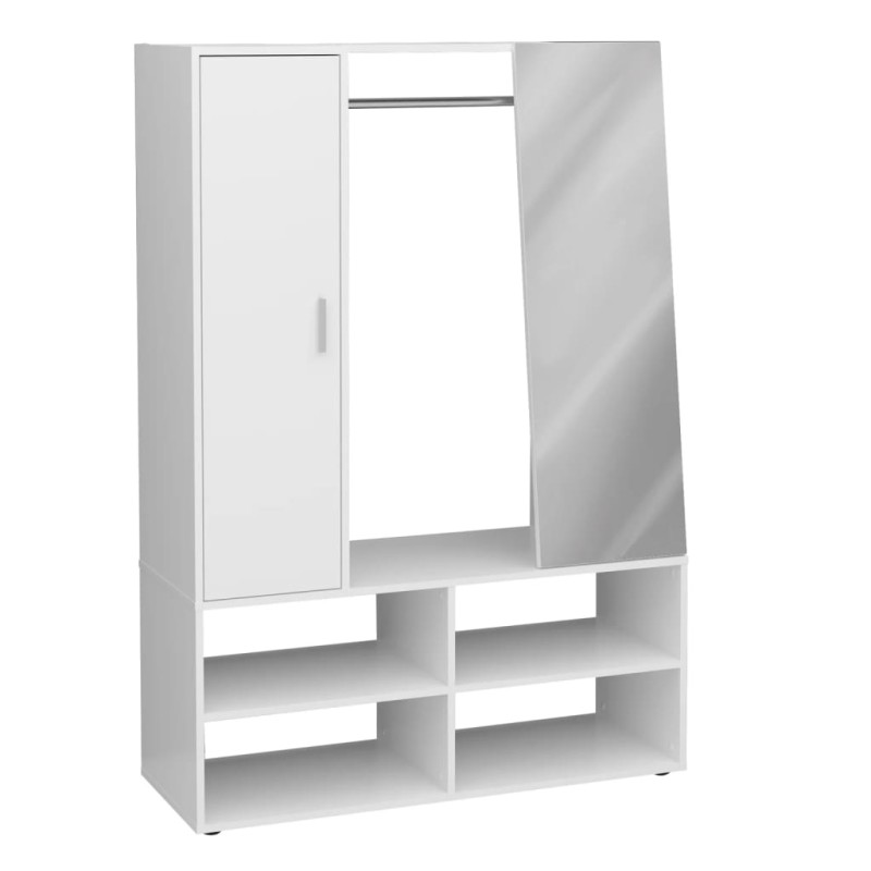 FMD Roupeiro com 4 compartimentos e espelho 105x39,7x151,3 cm branco-Guarda-roupas-Home Retail