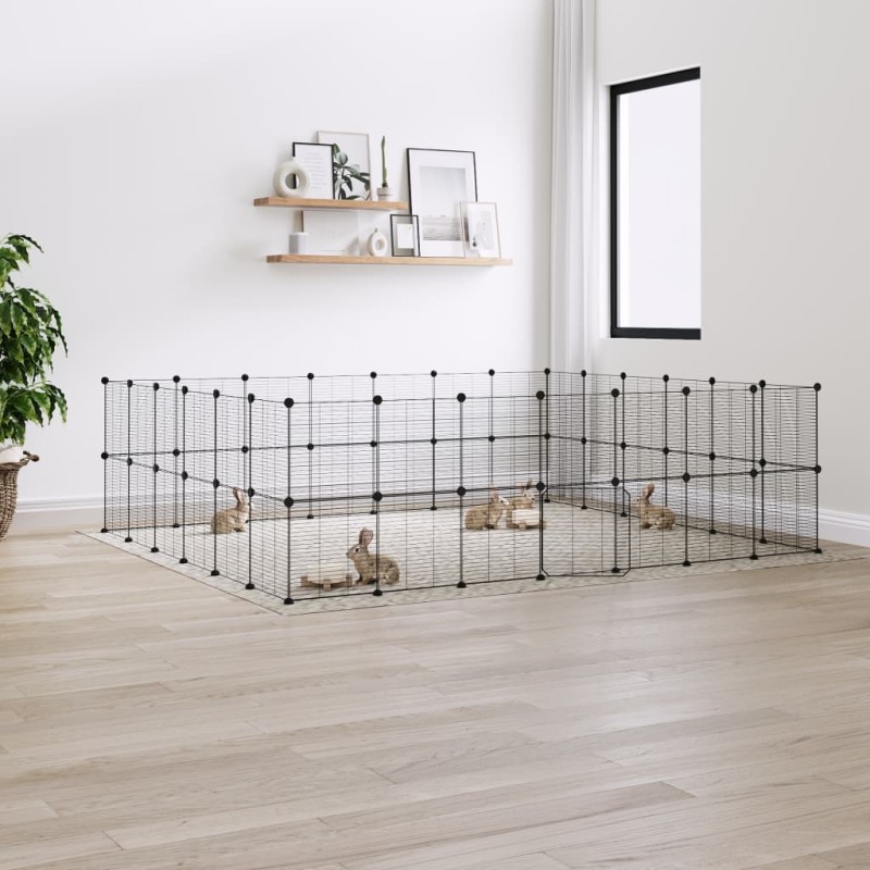 Gaiola p/ animais de 52 painéis c/porta 35x35 cm aço preto-Casotas e gaiolas para animais pequenos-Home Retail