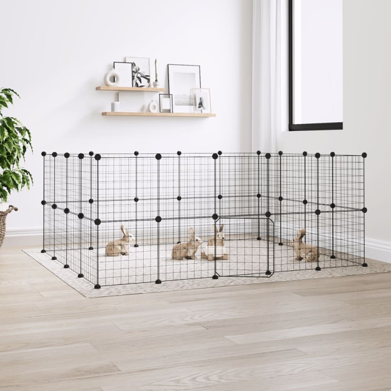 Gaiola p/ animais de 36 painéis c/ porta 35x35 cm aço preto-Casotas e gaiolas para animais pequenos-Home Retail