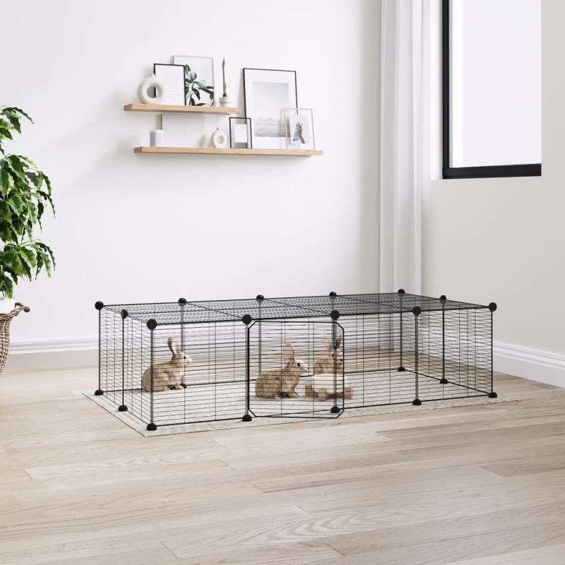 Gaiola p/ animais de 20 painéis c/ porta 35x35 cm aço preto-Casotas e gaiolas para animais pequenos-Home Retail