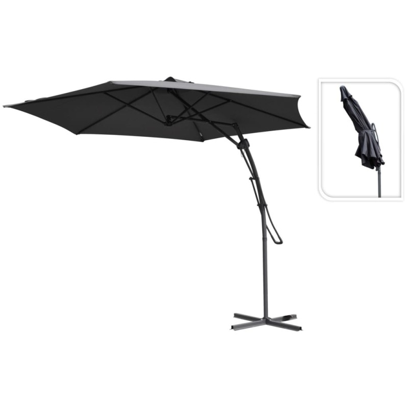 ProGarden Guarda-sol suspenso 300 cm cinzento-escuro-Guarda-sóis e telas de varanda-Home Retail