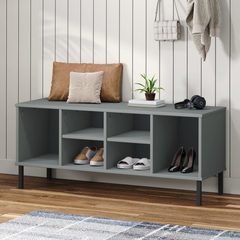 Sapateira pernas metal 106x35x45cm madeira maciça OSLO cinzento-Sapateiras e organizadores-Home Retail