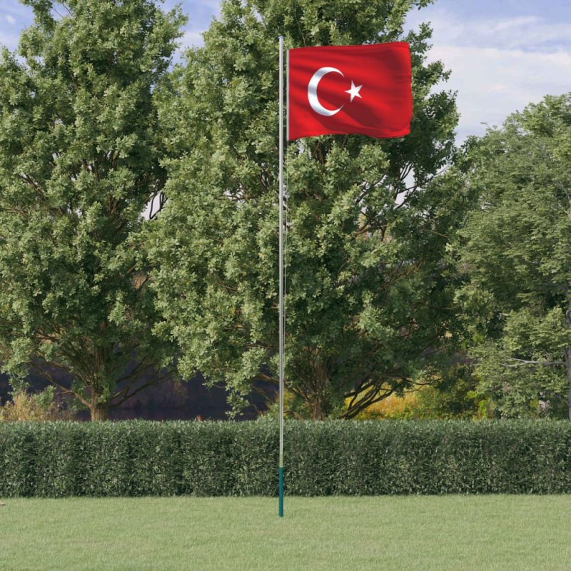 Bandeira da Turquia e mastro 6,23 m alumínio-Bandeiras e birutas-Home Retail