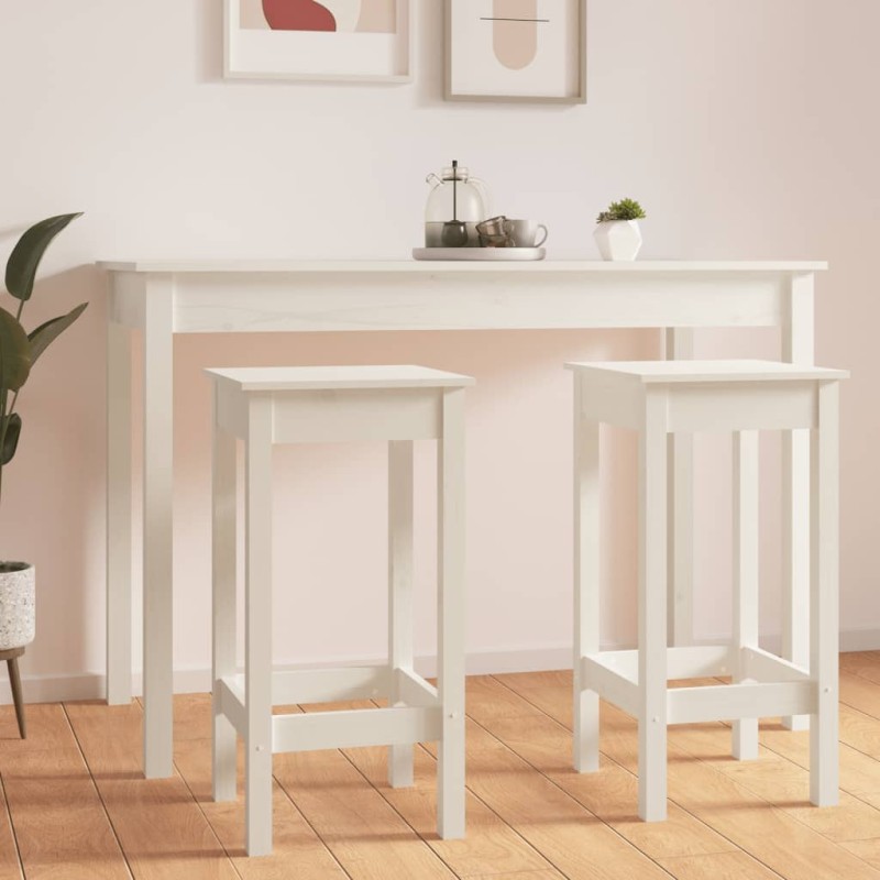 Bancos de bar 2 pcs 40x40x78 cm madeira de pinho maciça branco-Bancos de bar-Home Retail