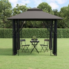 Gazebo com paredes laterais 300x300x270 cm aço antracite