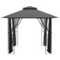 Gazebo com paredes laterais 300x300x270 cm aço antracite